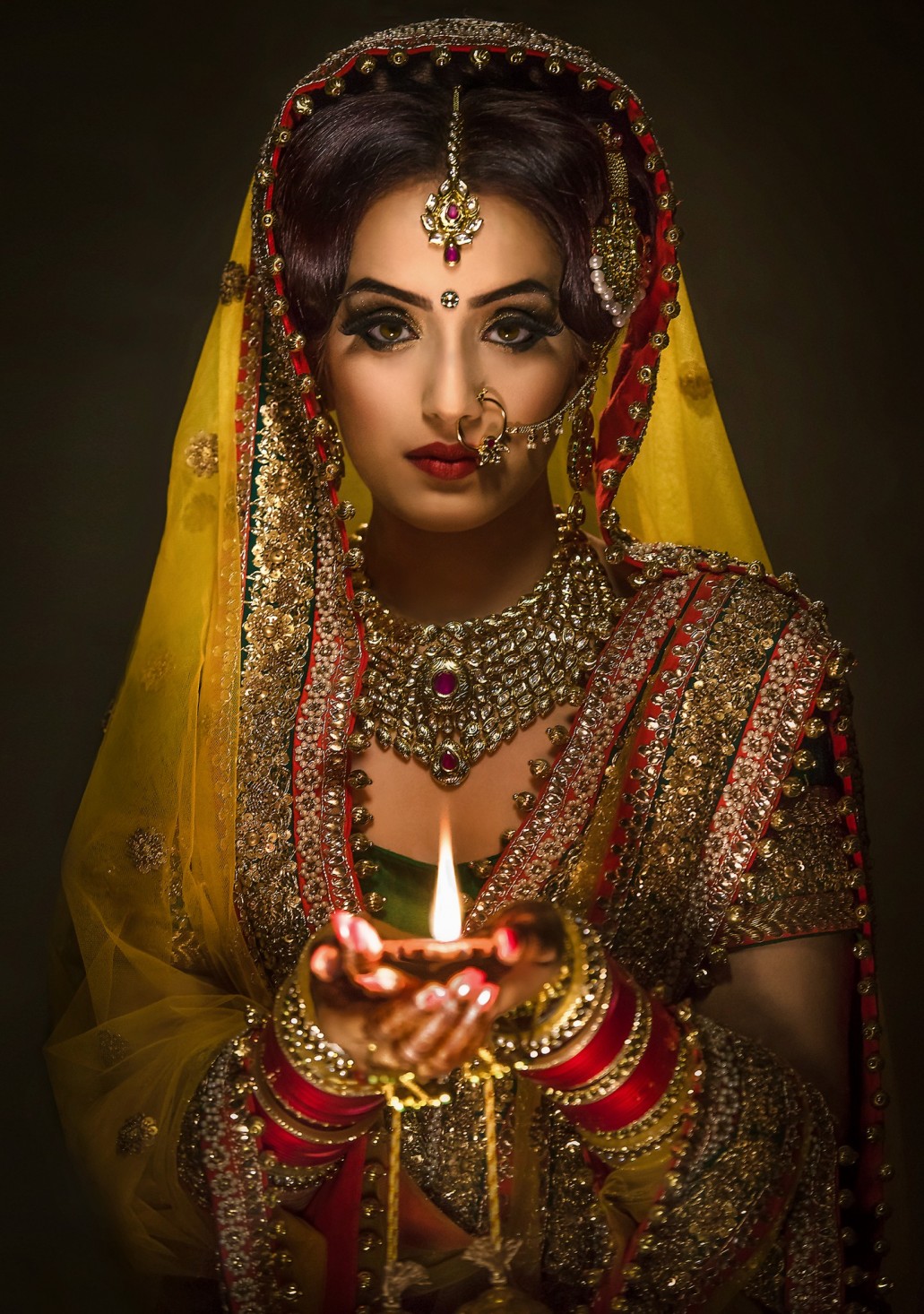 Indian bridal yellow lehenga dress