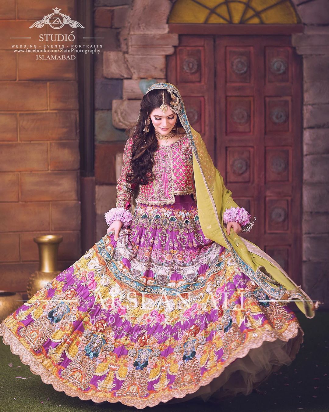 purple and pink bridal mehndi dresses
