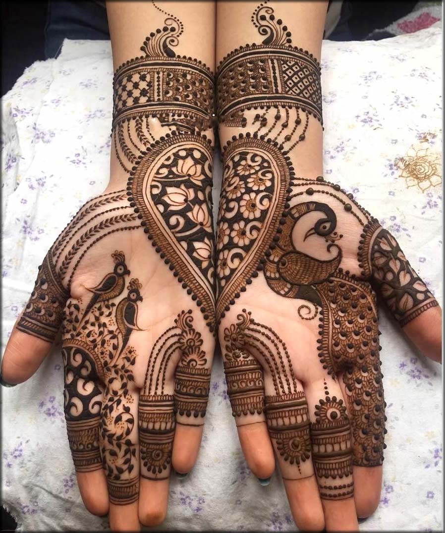 Birds And Peacock Mehndi Design