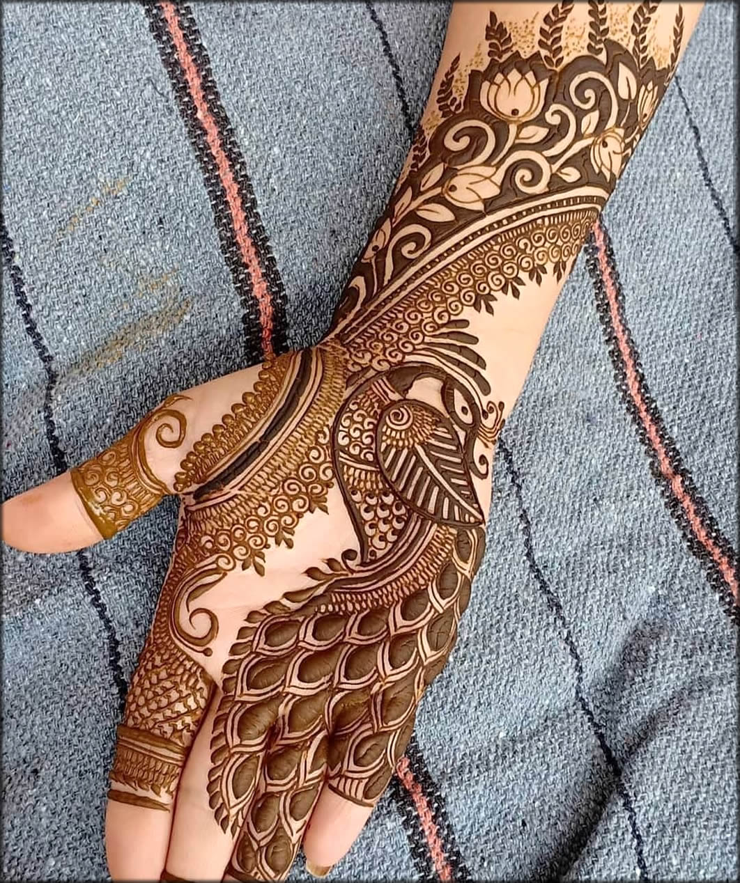 Full Hand Peacock Mehndi Design