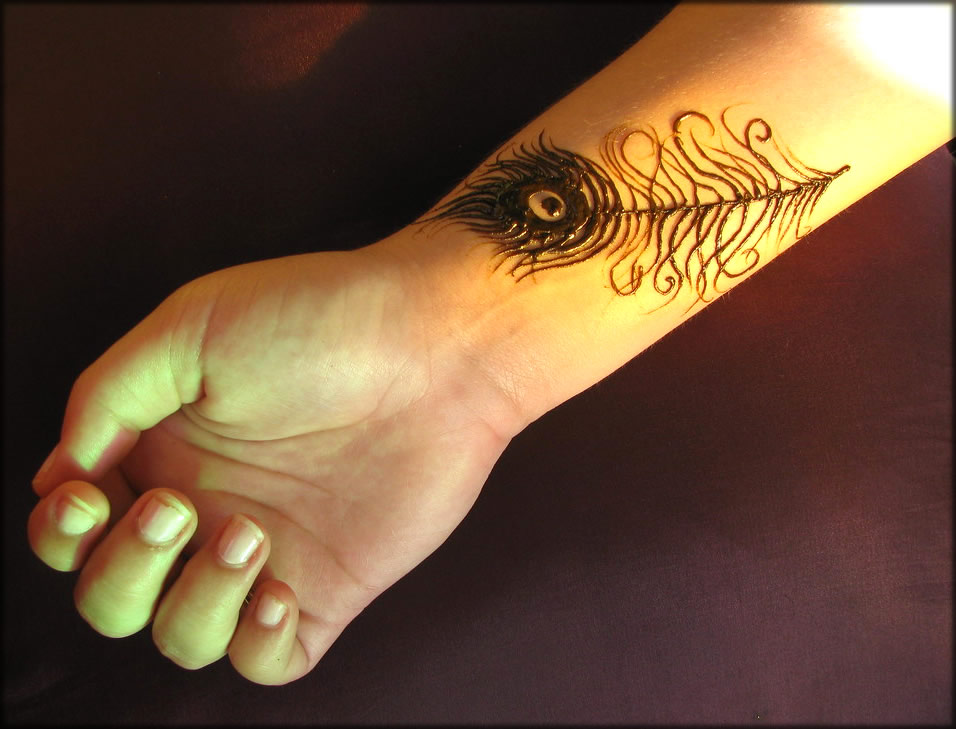 Peacock Feather Art On Wrist