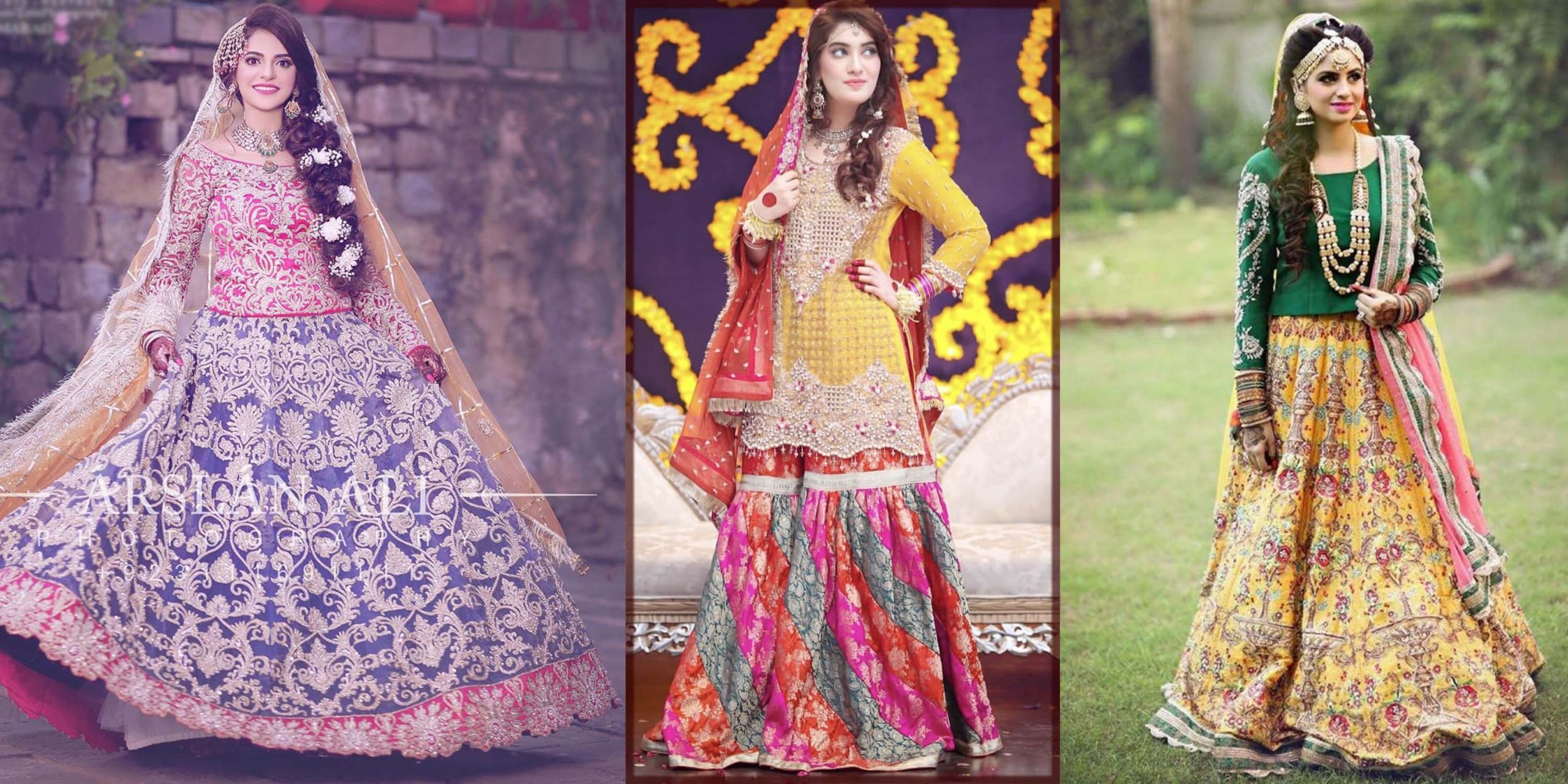 latest pakistani mehndi dresses collection scaled