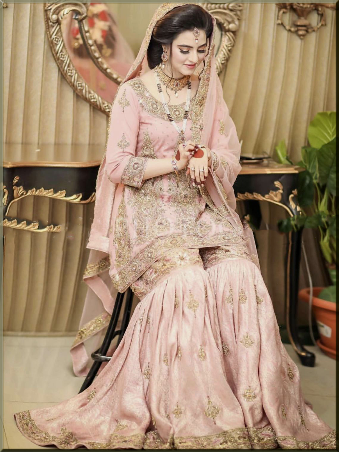 light pink beautiful dress for bride wear