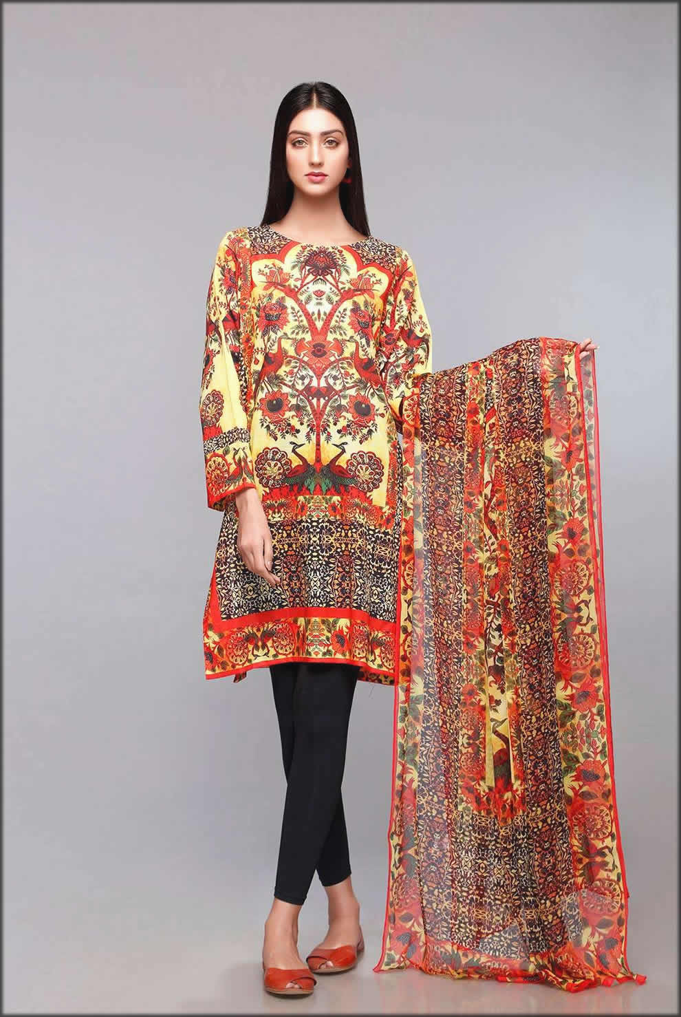 Peacock Carpet Lawn Shirt And Dupatta For Ladies