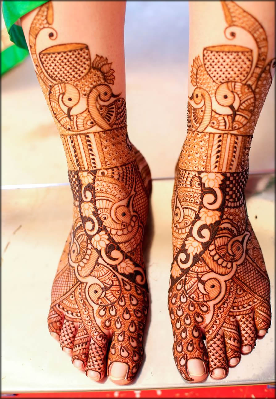 Peacock Mehndi Designs for Feet