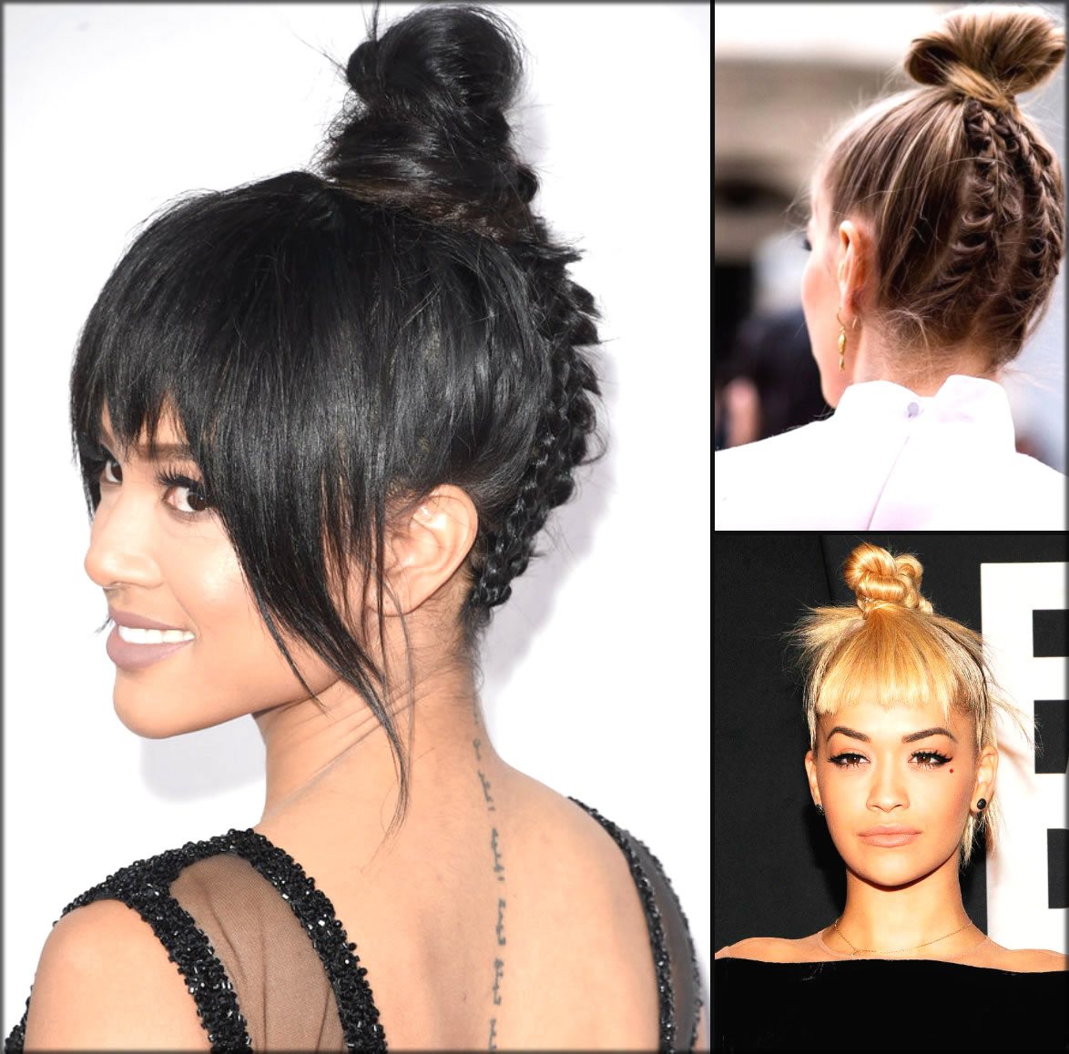 Top Knots Bun With Braids Hairstyles