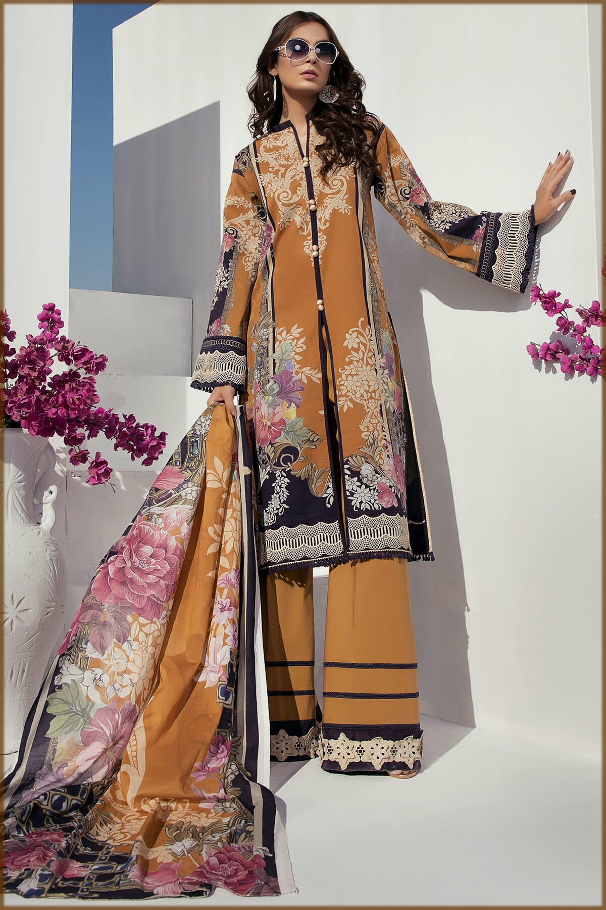 Digital Printed Lawn Shirt with chiffion dupatta