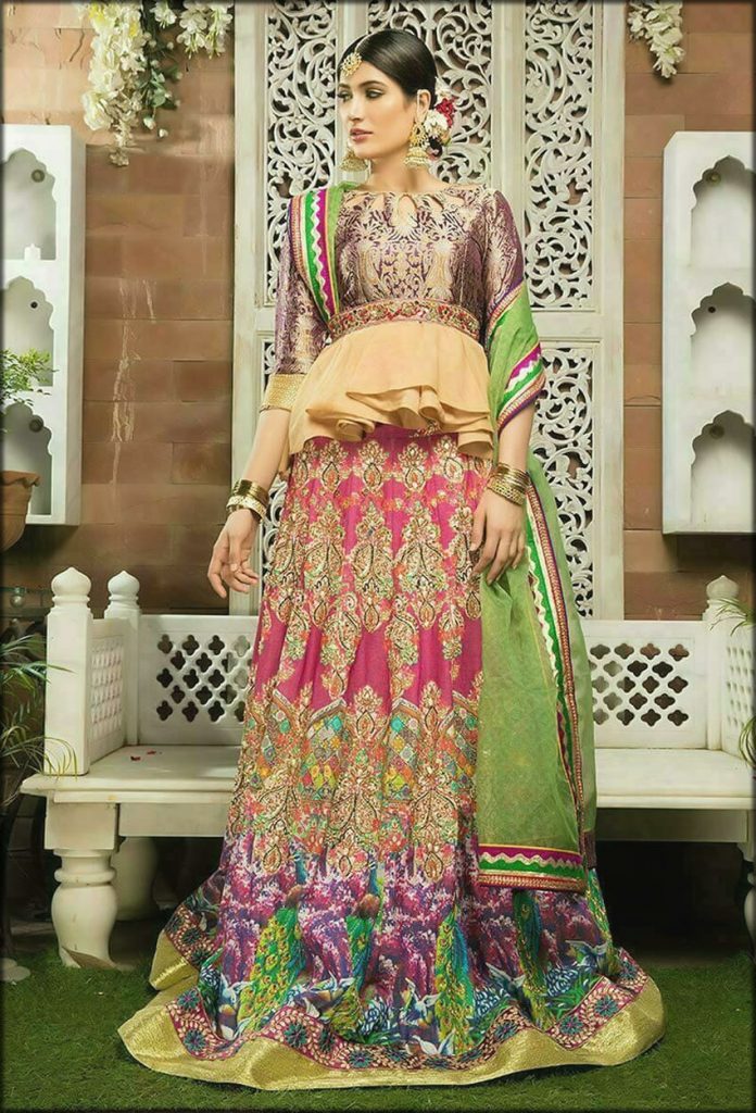 Mystry Pink Peplum And Lehenga