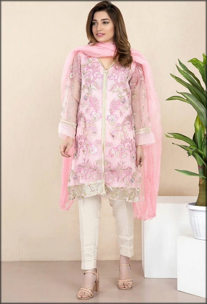 Pink Two Piece Formal Stitched With Inner and Dupatta