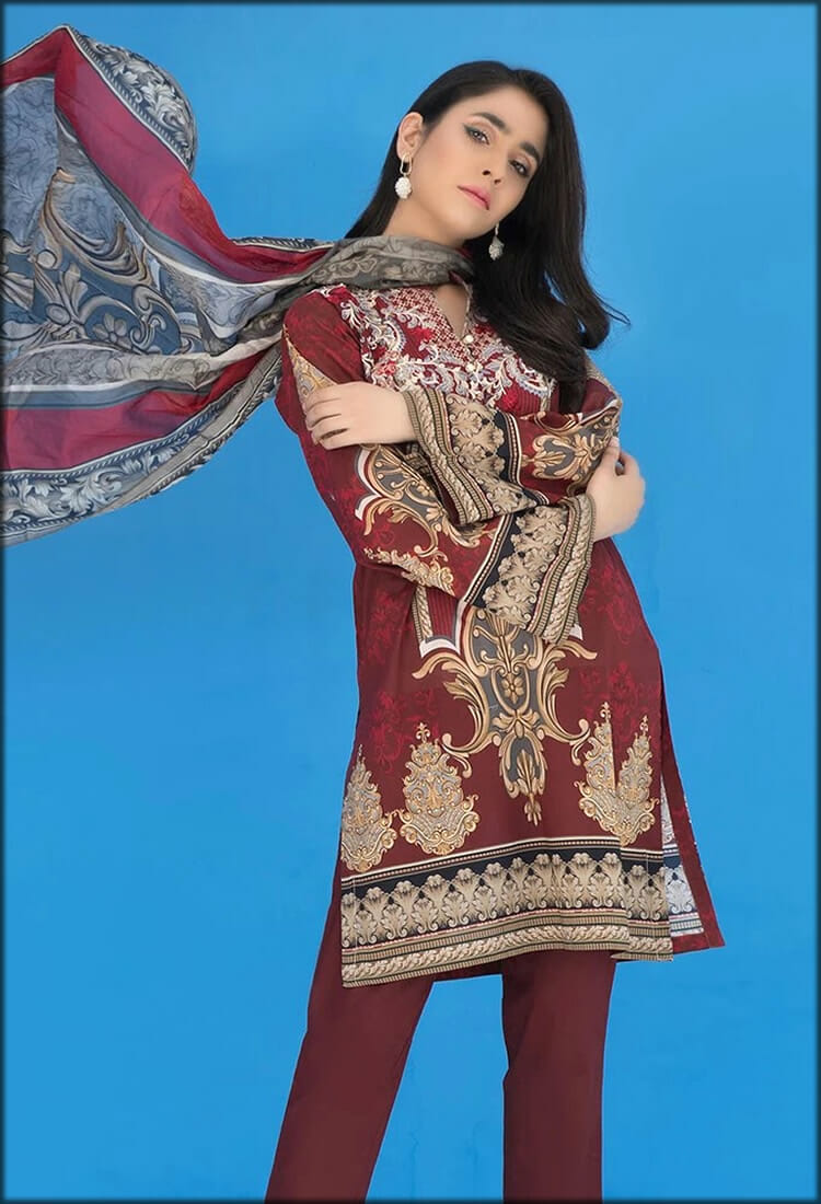 Red Three Piece Embroidered Suit