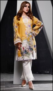 Stylish yellow Digital Printed Lawn Shirt