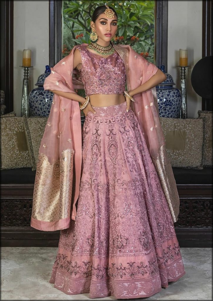 Tea Pink Lehenga Choli HSY Bridal Dresses Collection