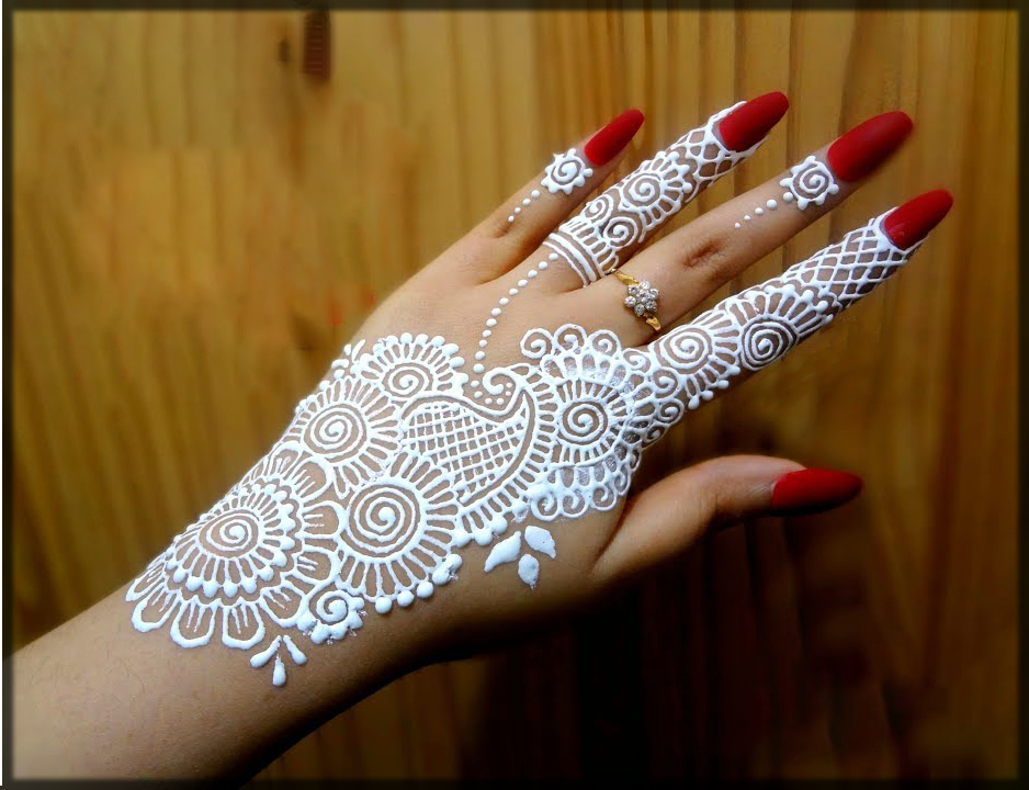 beautiful white henna designs
