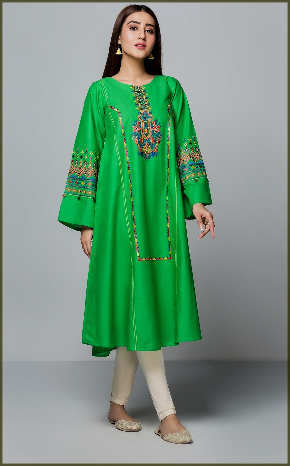 green summer wear frock