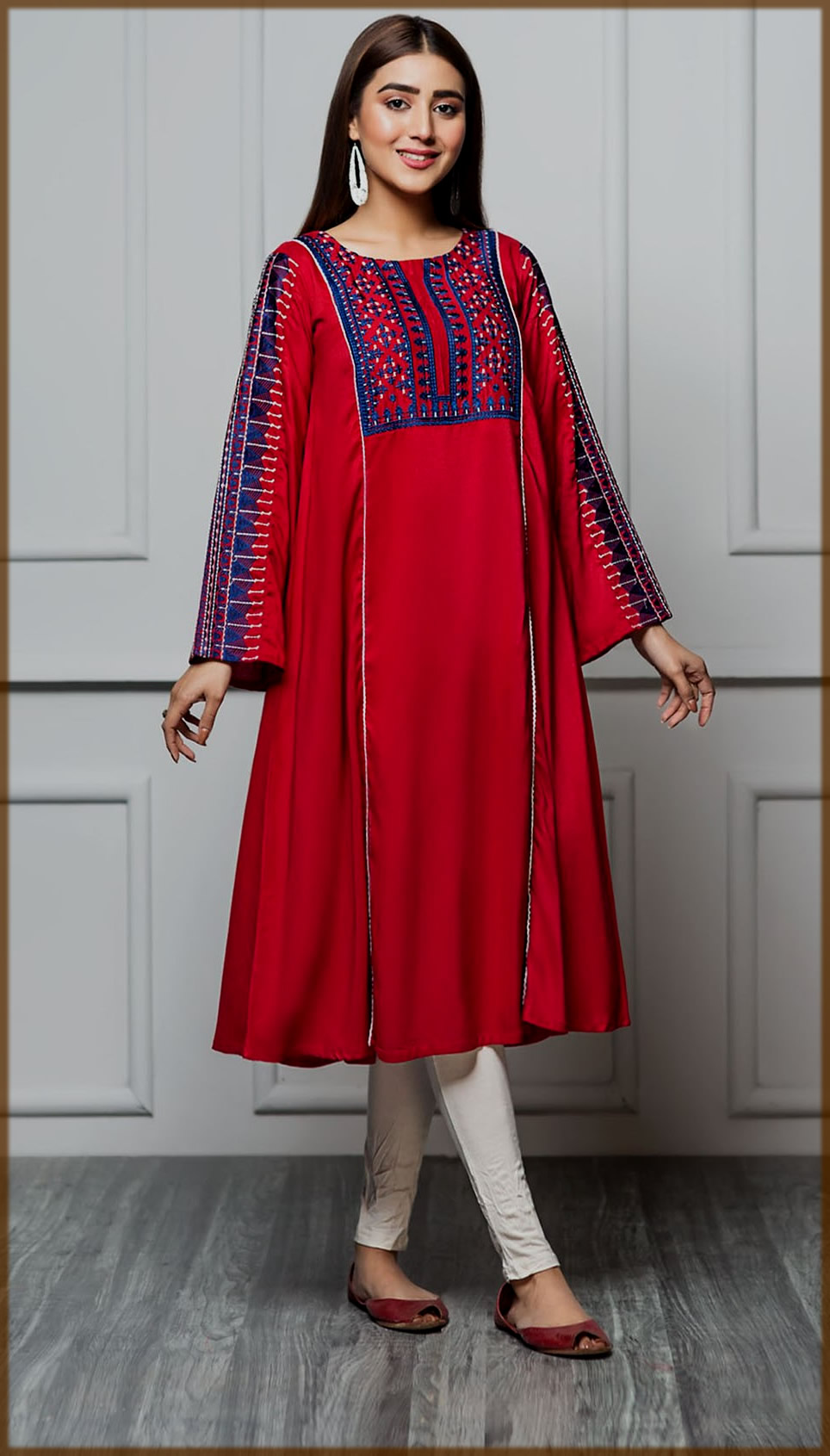 red and blue summer frock