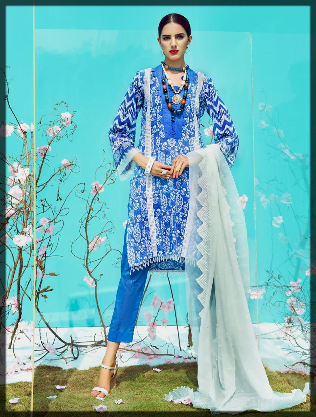 3 Piece Unstitched Embroidered Lawn Suit
