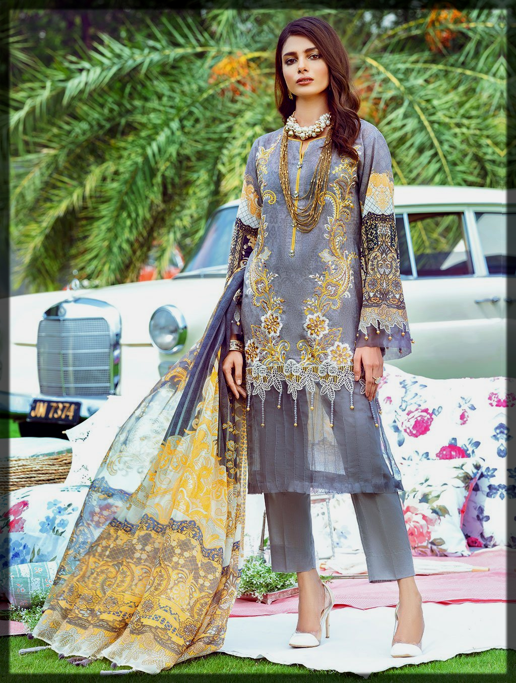 3 Piece Unstitched Embroidered Lawn Suit