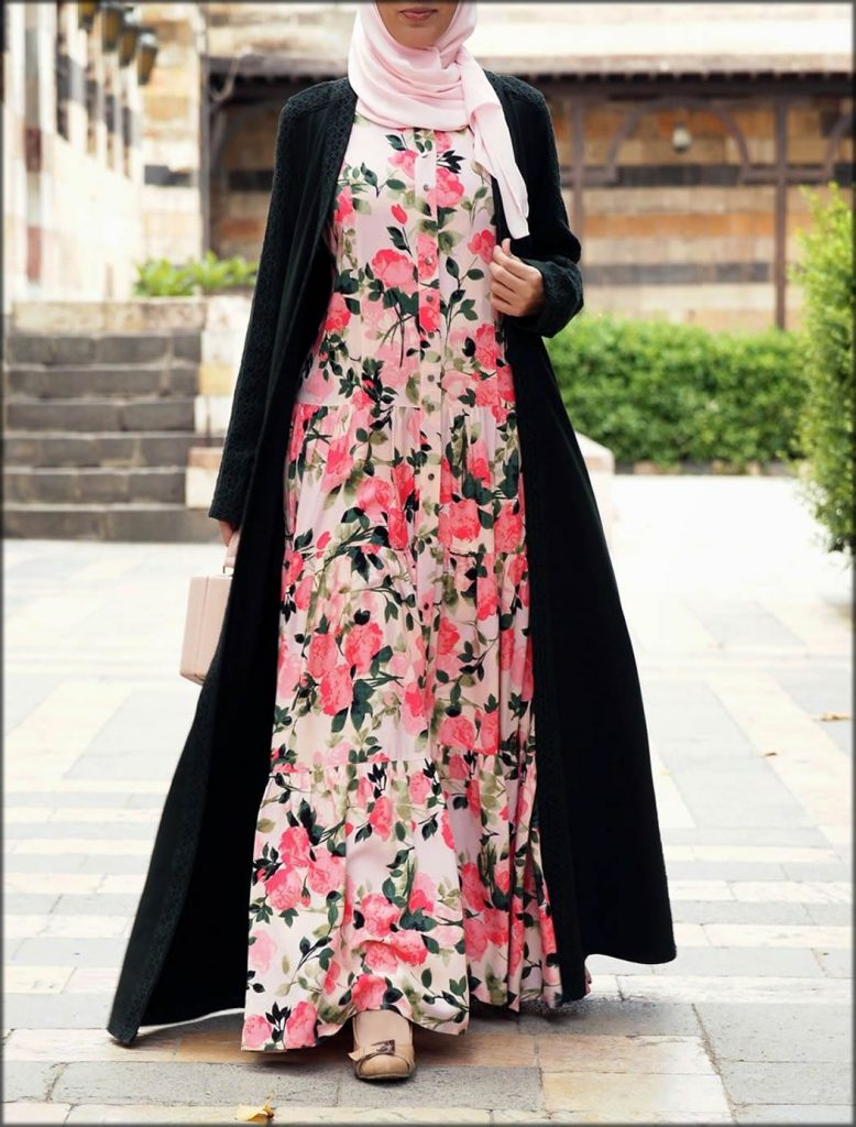 Double Layer Printed Abaya