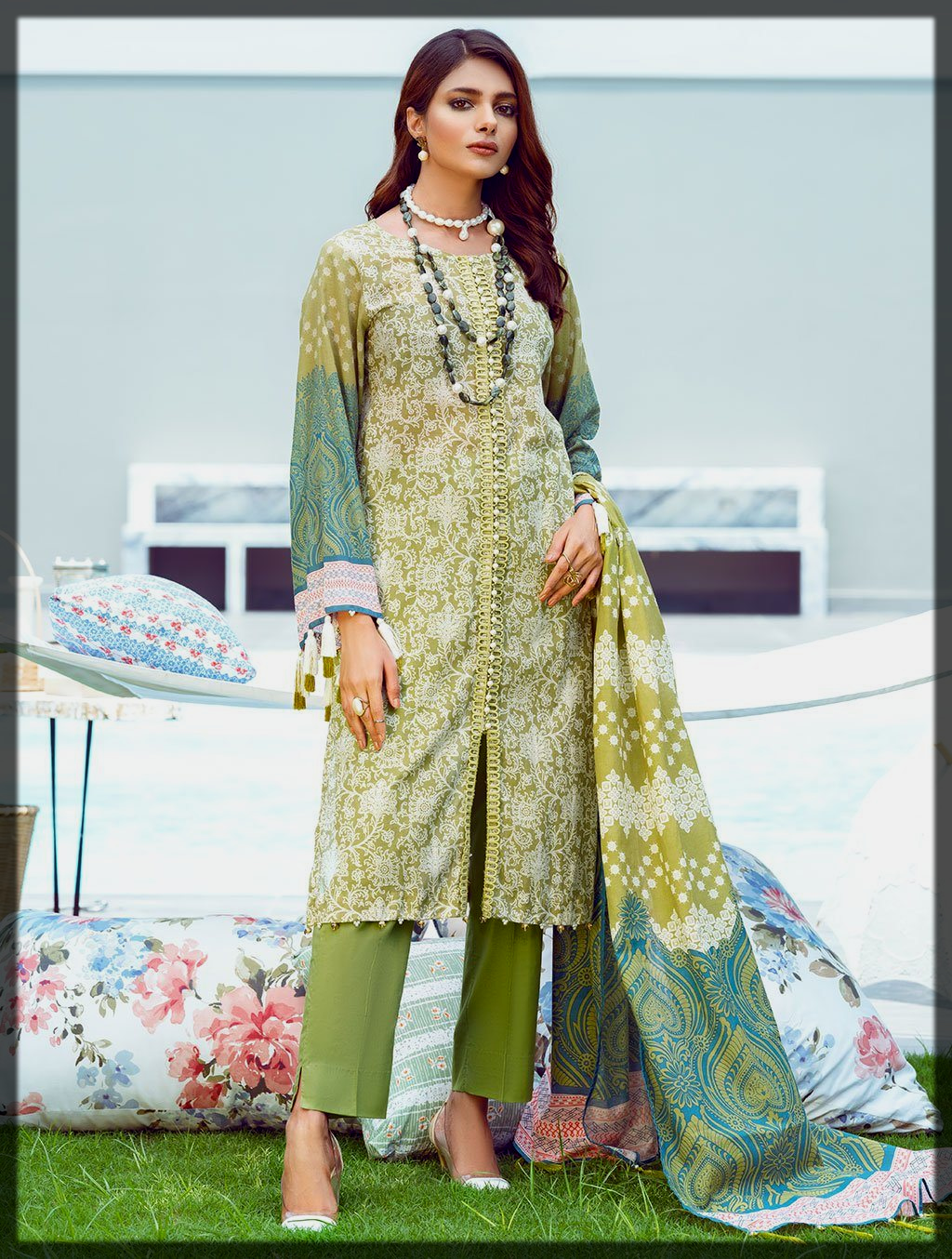 green shaded summer suit