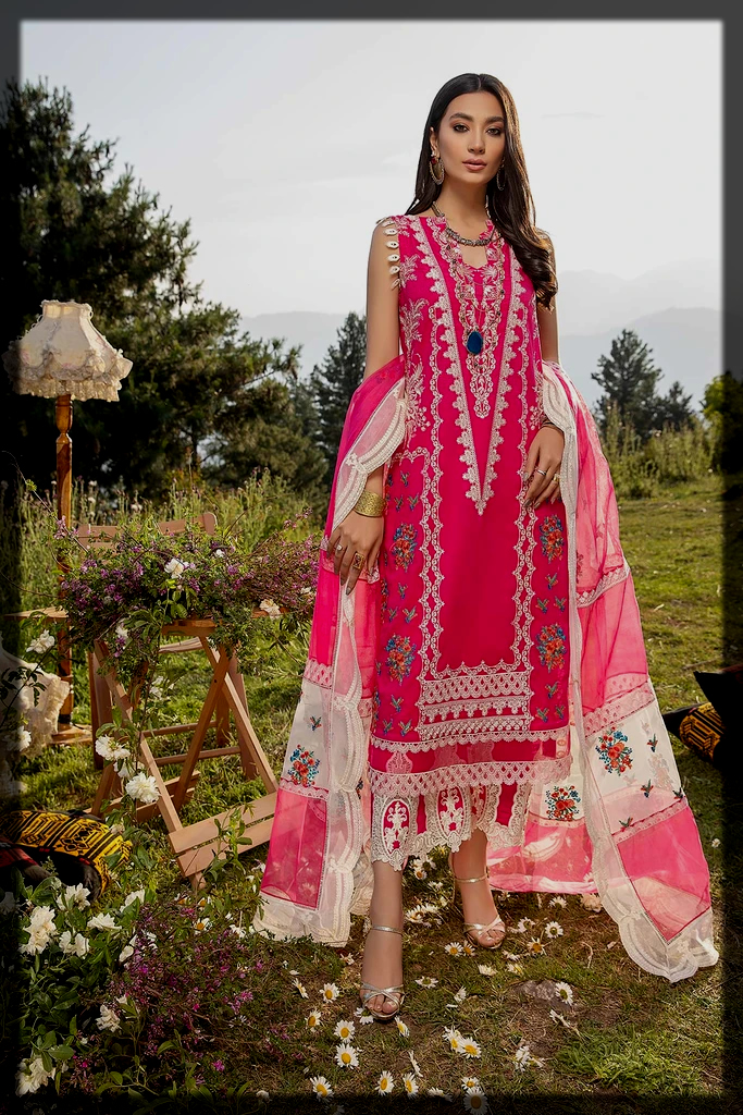 dazzling pink summer eid suit for women