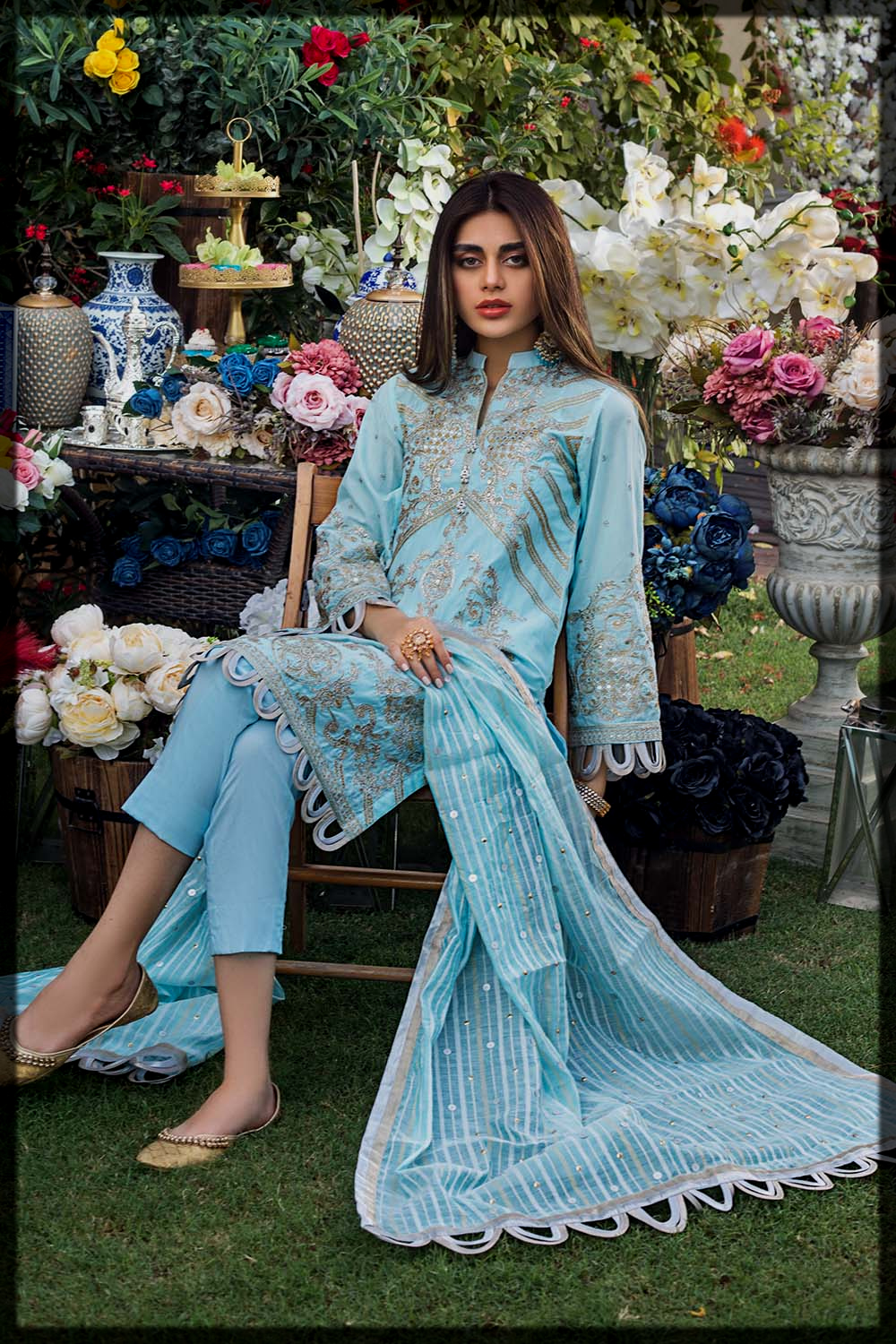 sky blue eid suit for women