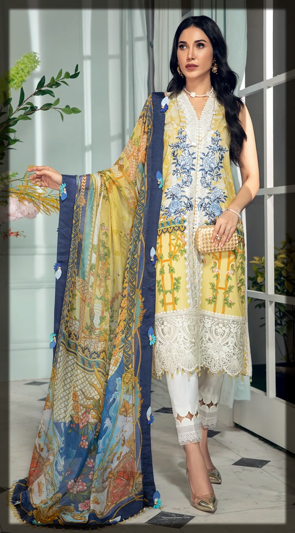 Printed Lawn Suit with silk dupatta