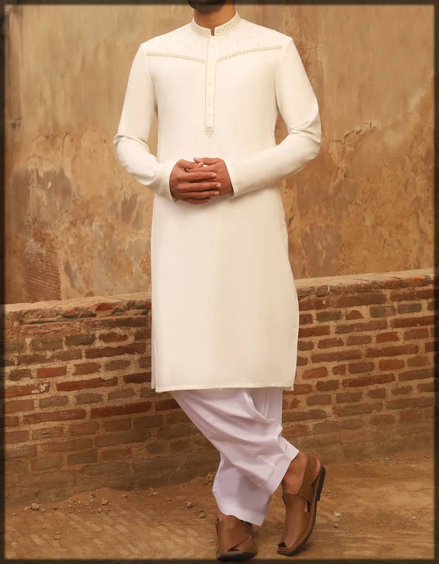 Formal wear off-white kurta for men