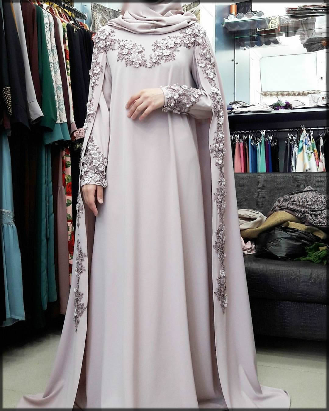 New floral embroidered wedding abaya dress