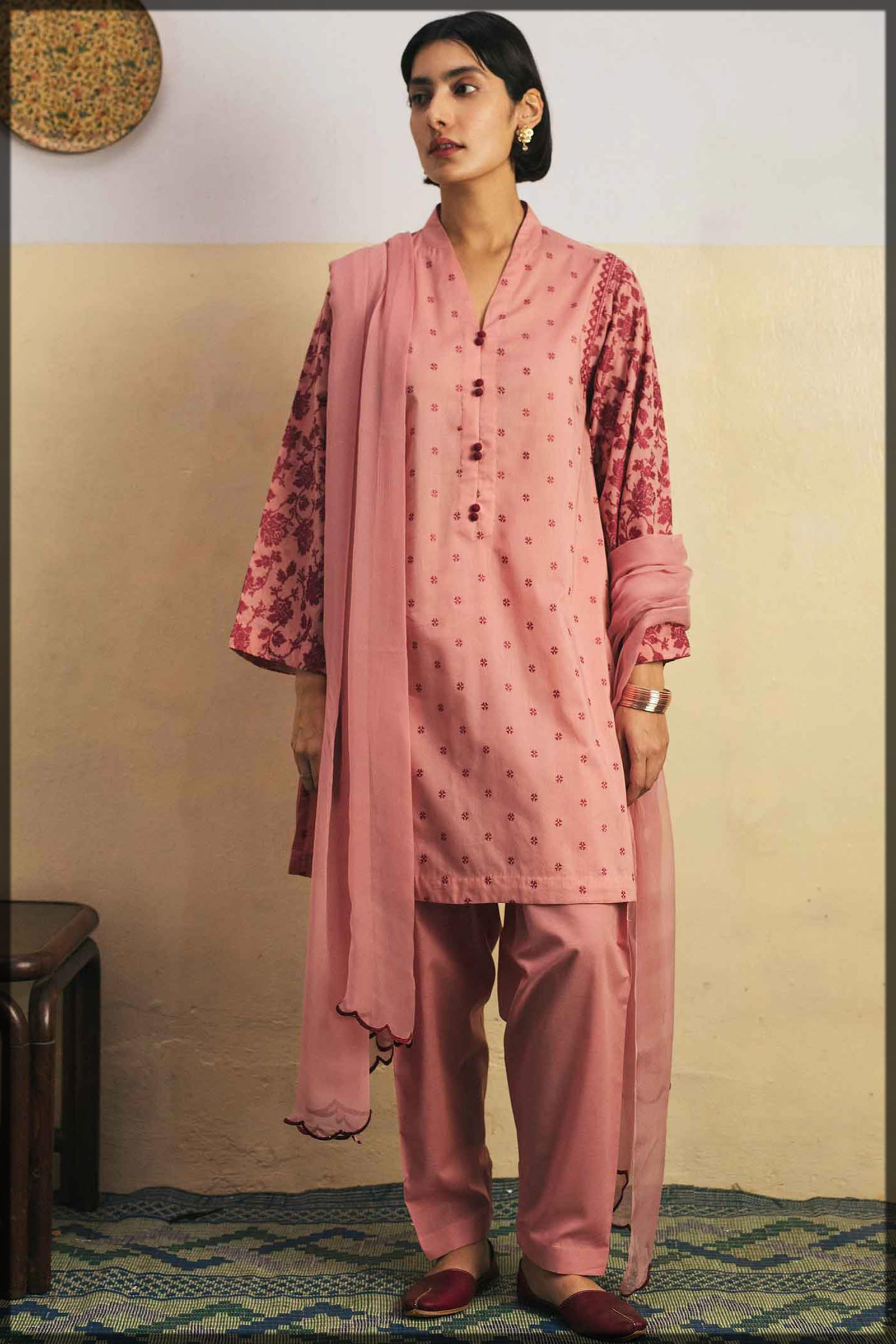 ROSY PINK EMBROIDERED LAWN DRESS