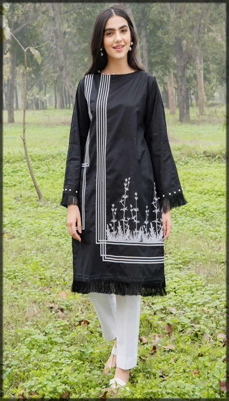 black embroidered lawn shirt