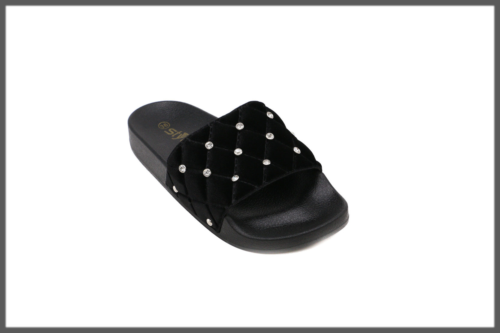 black studded flip flop for women