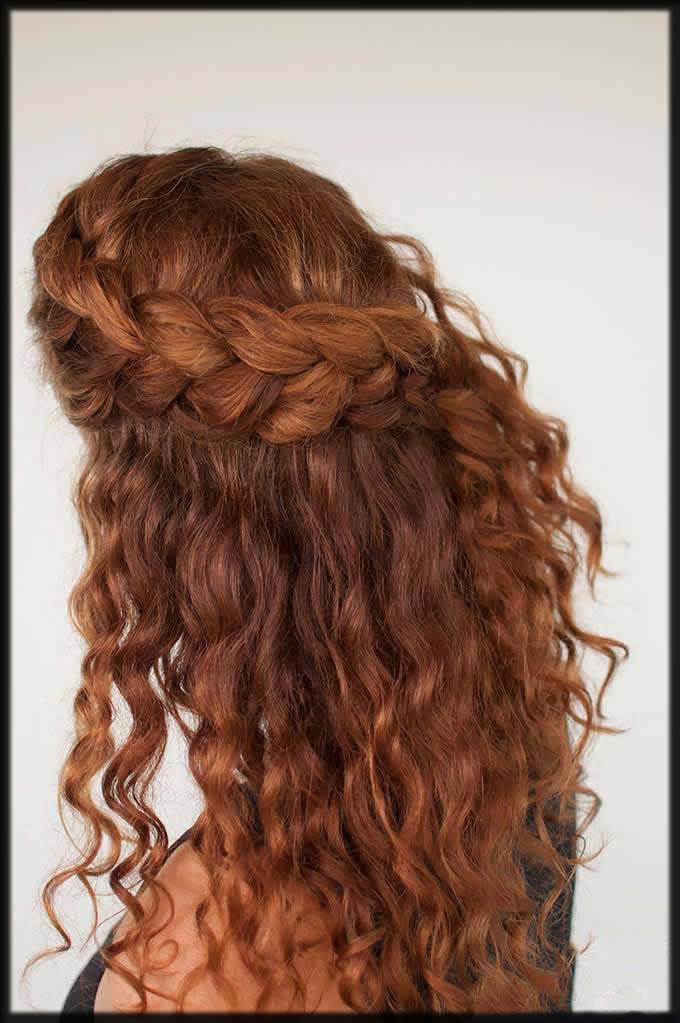 braided crown with curls