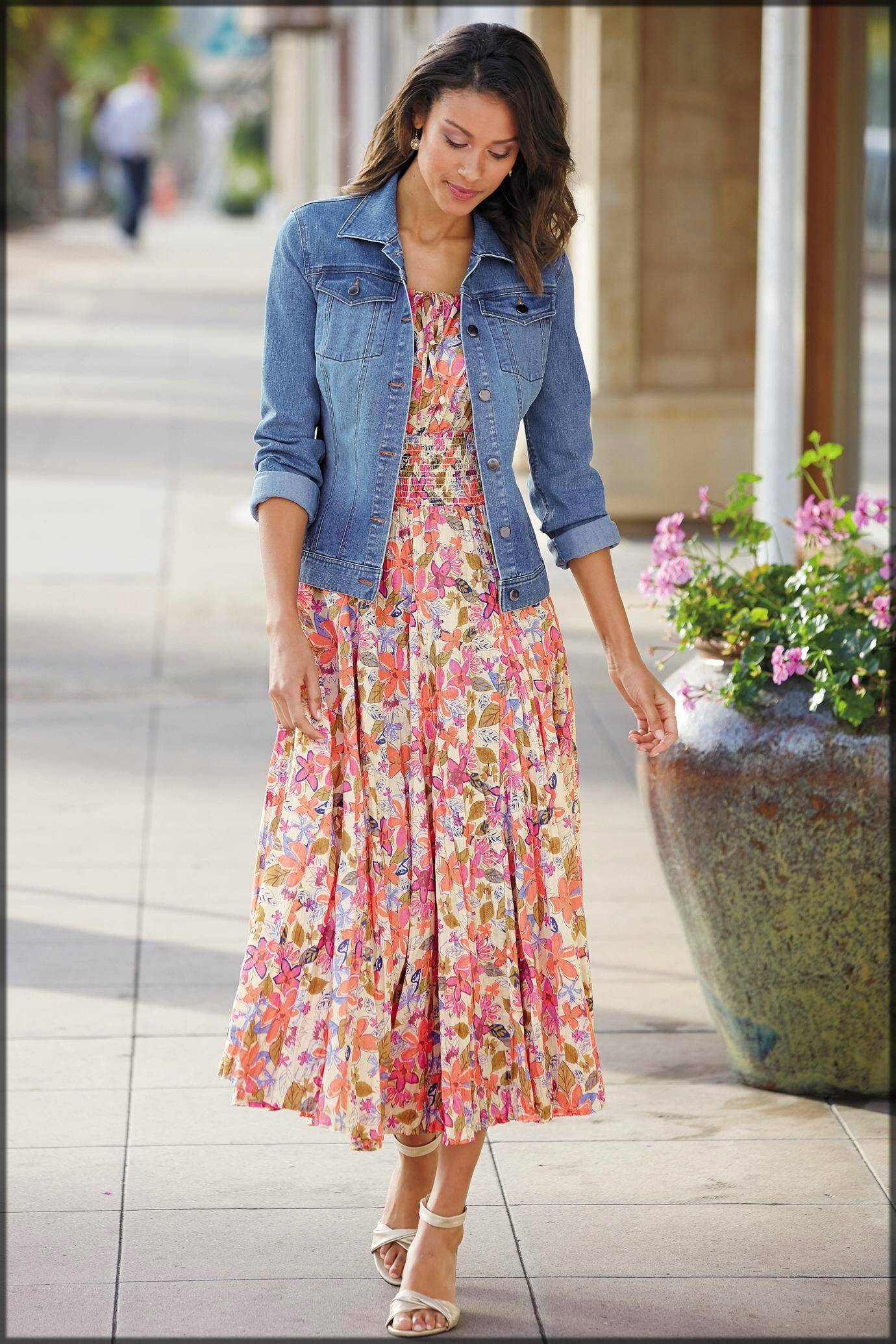 long frock with jeans