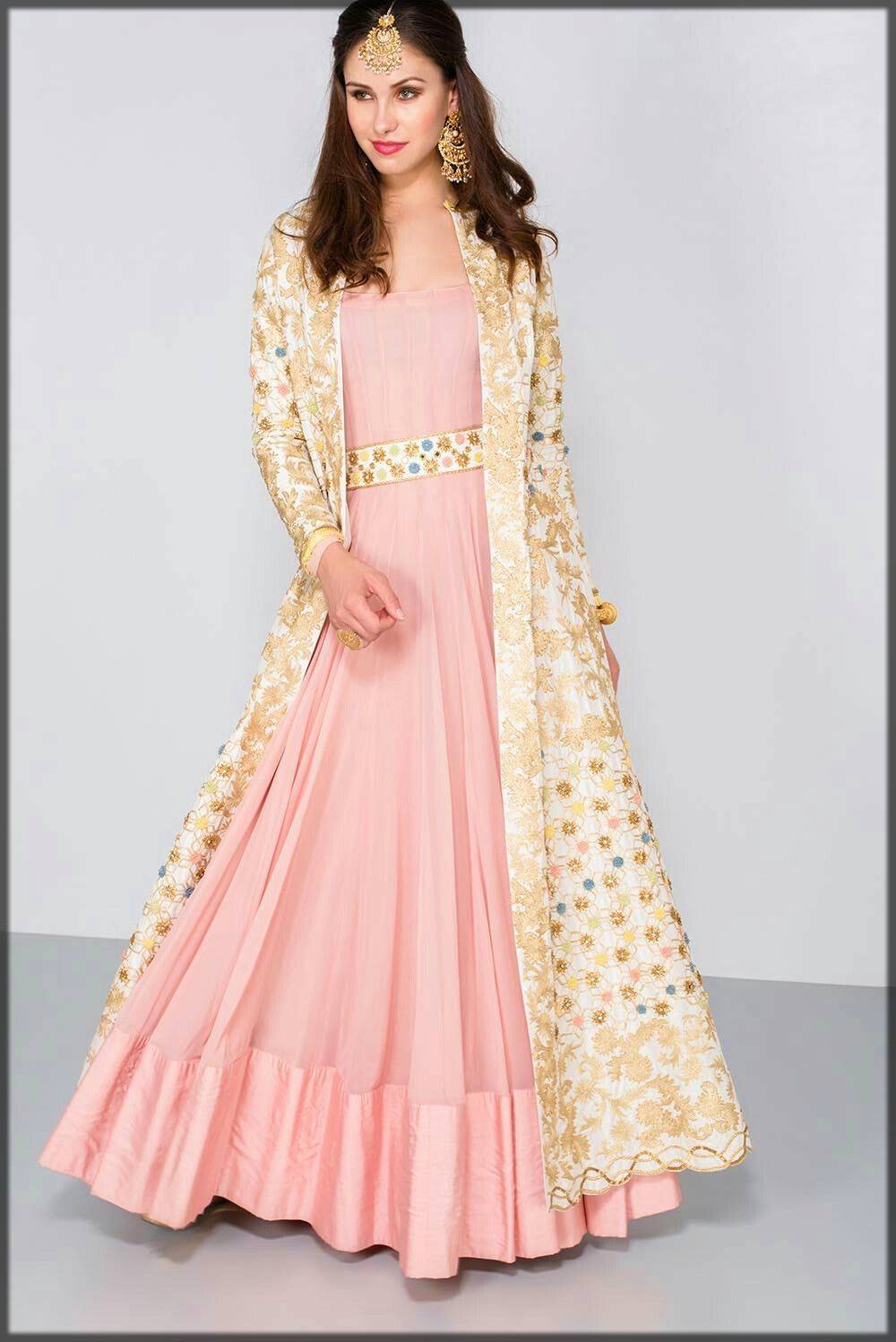 Gold Printed Designer Jacket Style Long Georgette Indo Western Dress –  MISSPRINT