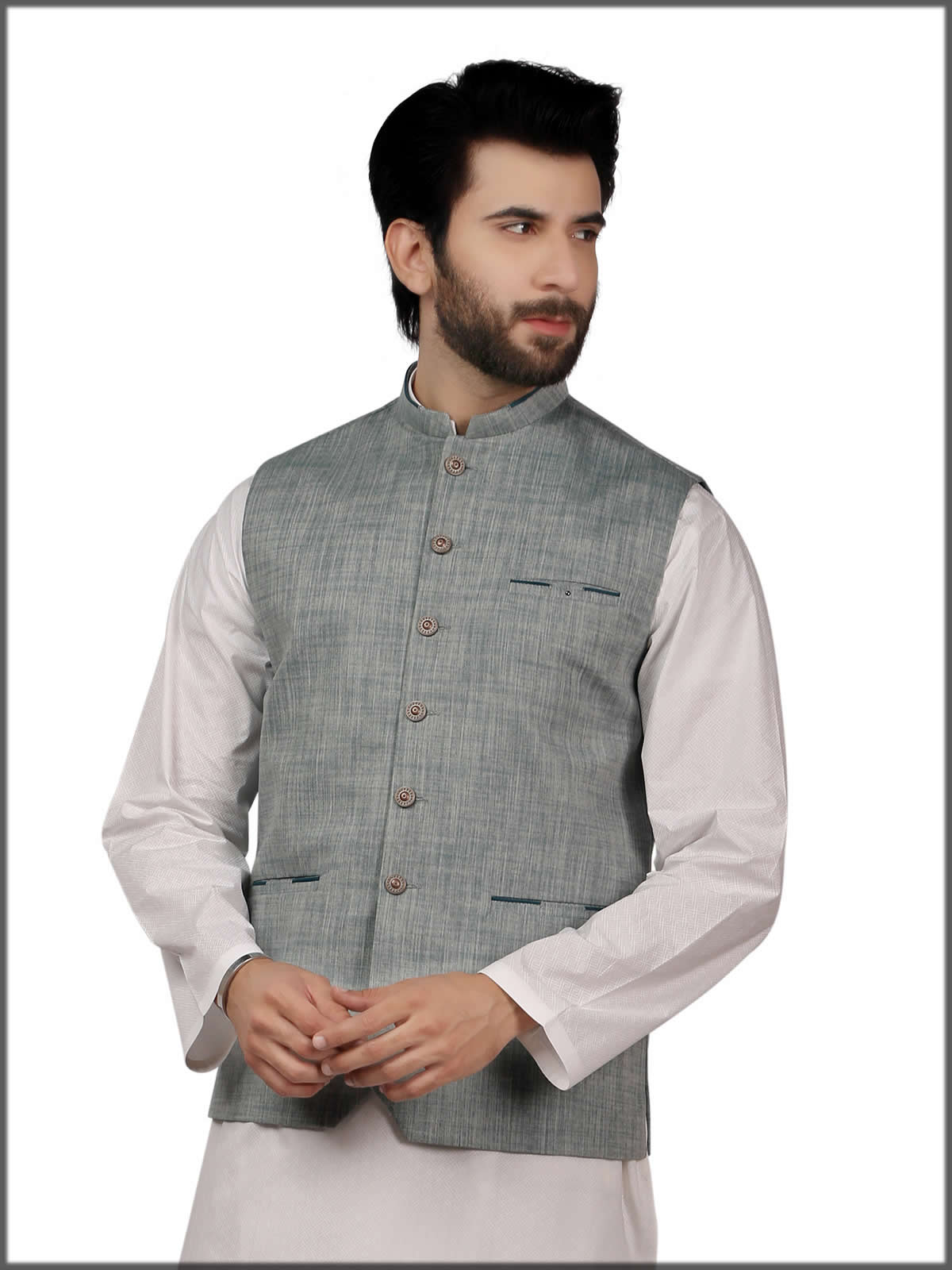 waist coat on shalwar kameez