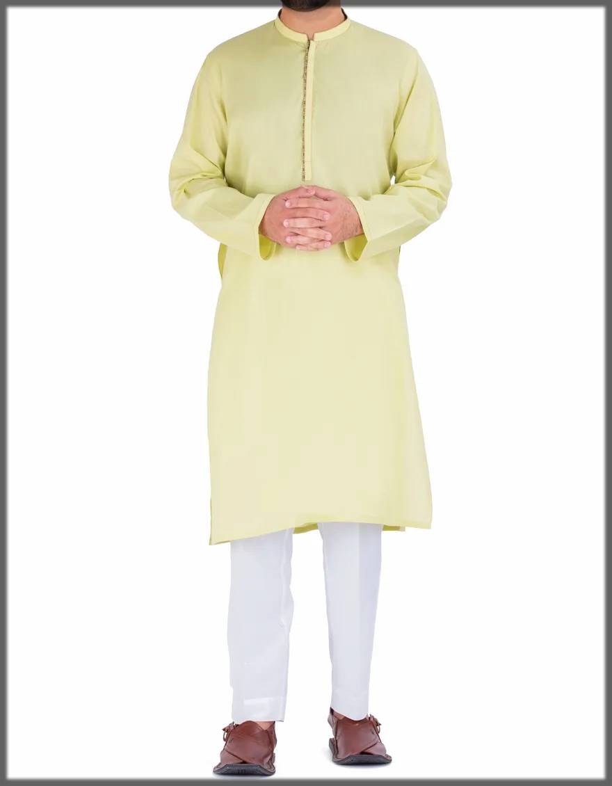 lime-green plain kurta