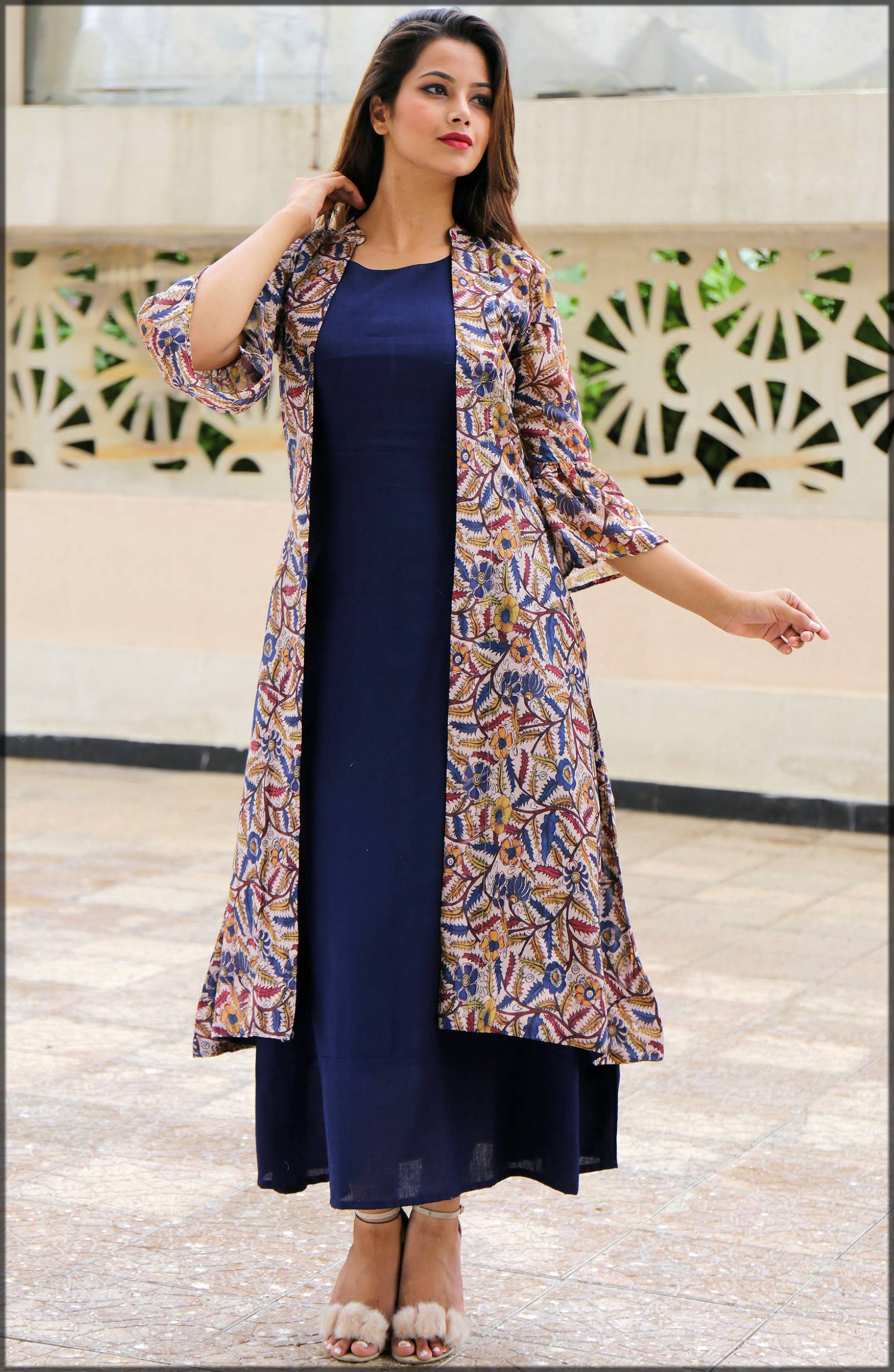 JACKET VOL 1 BY KIAMA NEW ELEGANT STYLISH TRENDY FULL FLAIRED SUPER COOL  FASHIONABLE DASHING DESIGNER LATEST BEAUTIFUL READYMADE COTTON LONG GOWN  WITH CHIKEN JACKET BUY ONLINE NEW YEAR COLLECTION ON REEWAZ