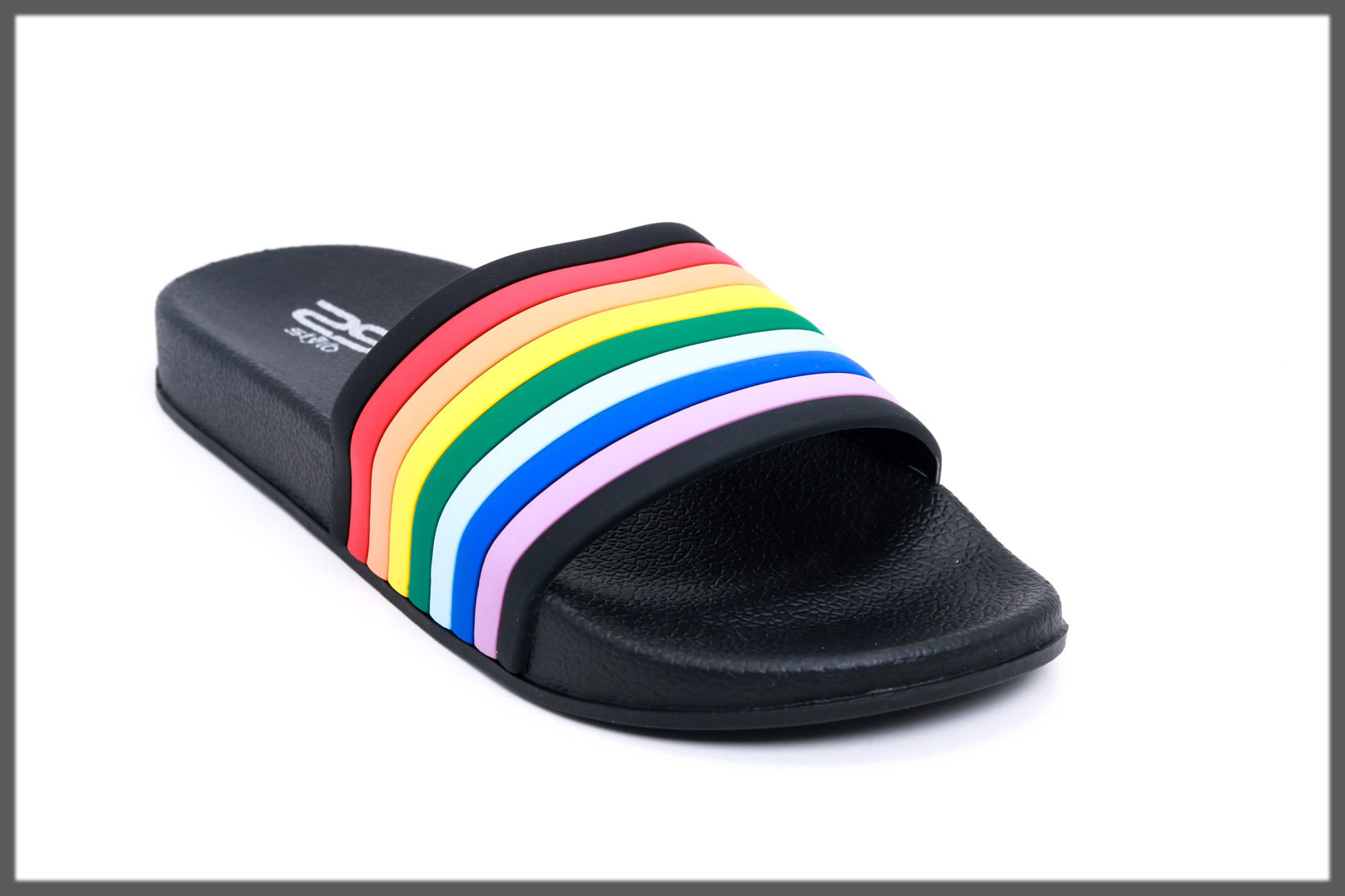 rainbow patterened flip flop
