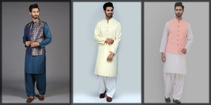 Kurtas and waiscoat combination by Amir Adnan