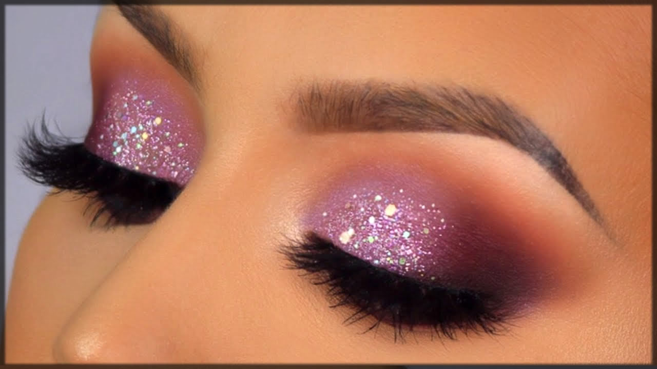 Purple shimmer smokey eye makeup