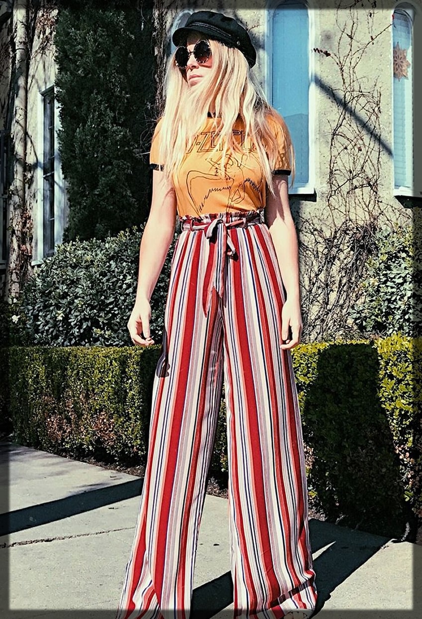 Striped Palazzo Pants With Top