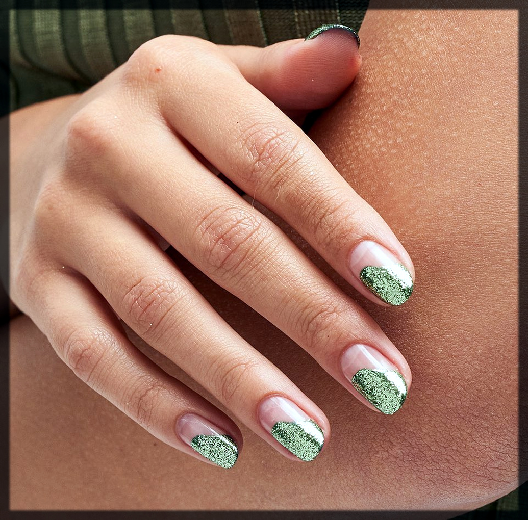 green and white nail art