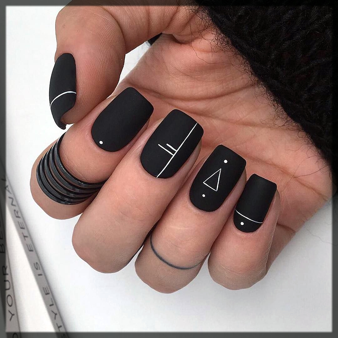 matte black nail art designs