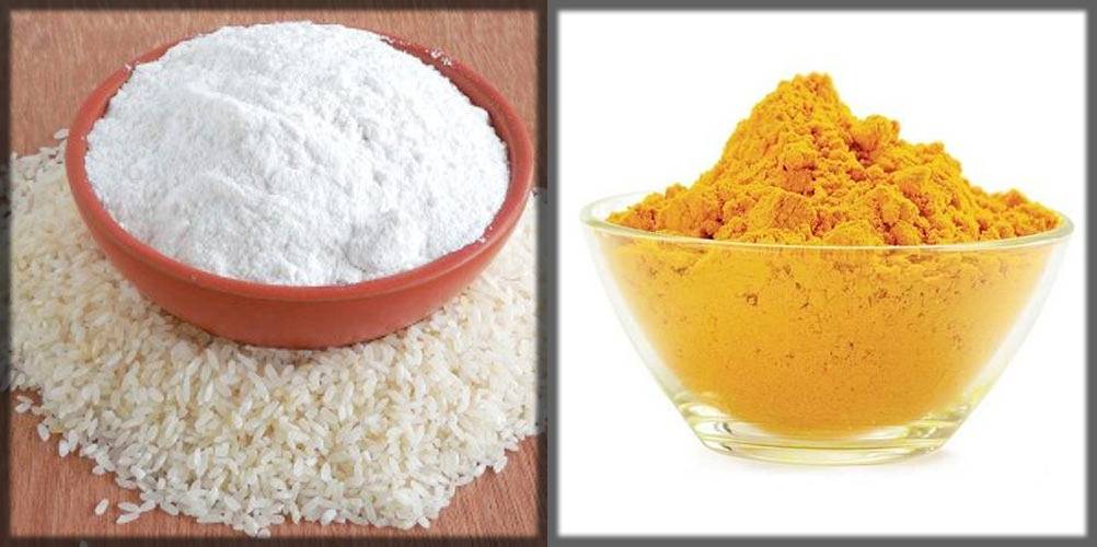 moisturizing rice floor and turmeric mixture for whitening manicure