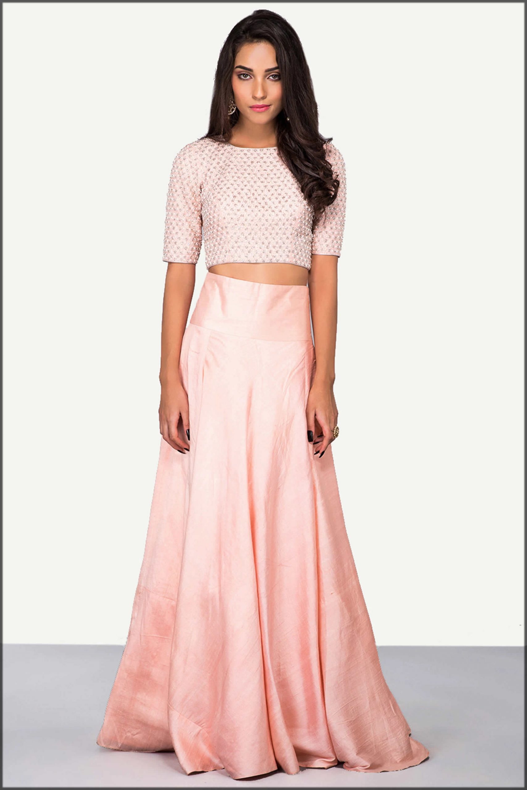 long skirt with crop top party wear