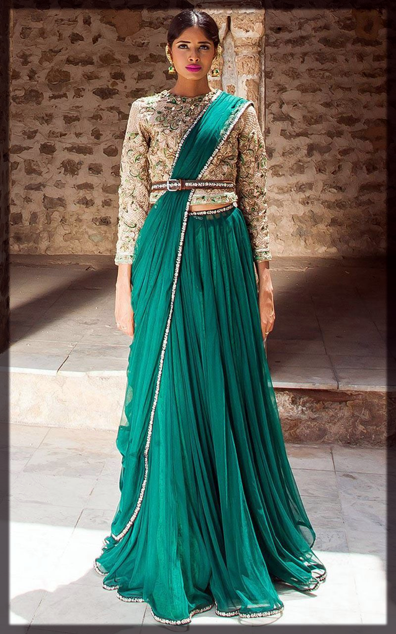 striking green saree for reception