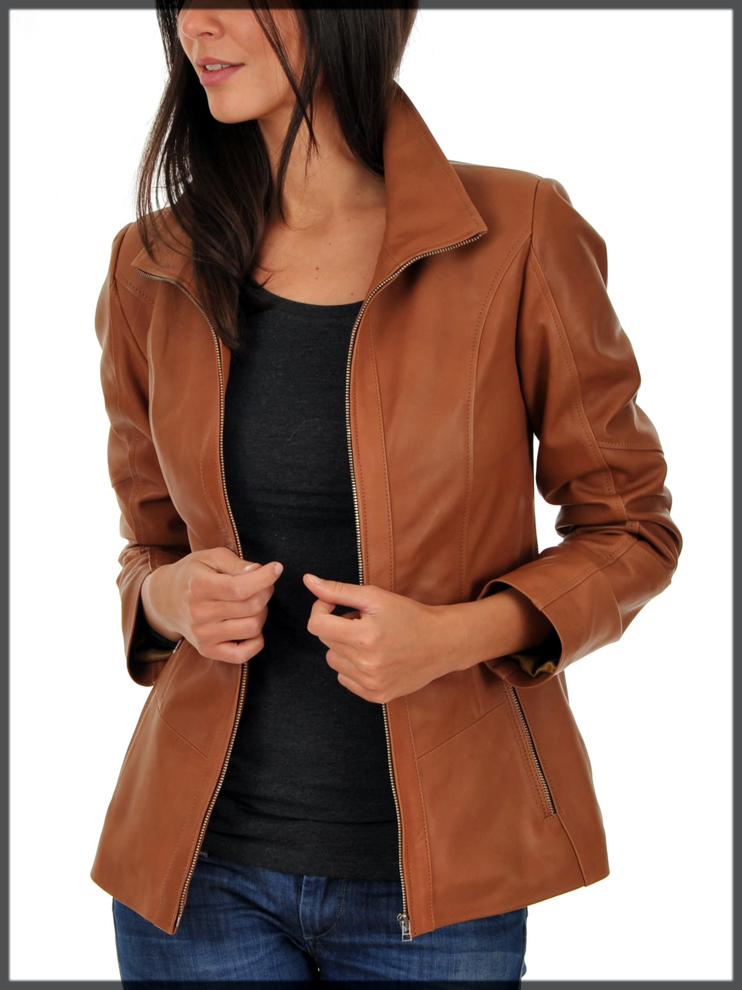 classy leather jacket for women