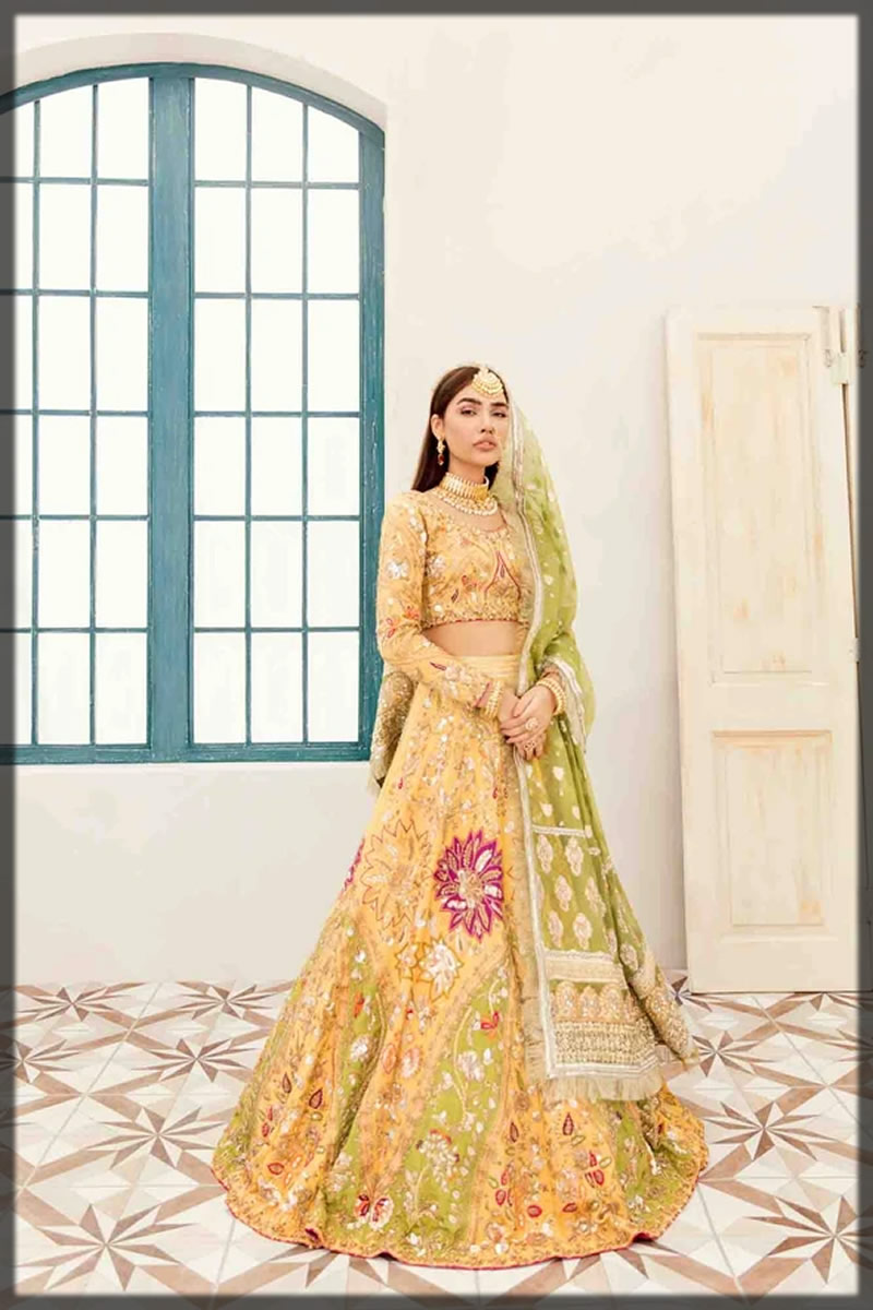 yellow mehndi bridal dress