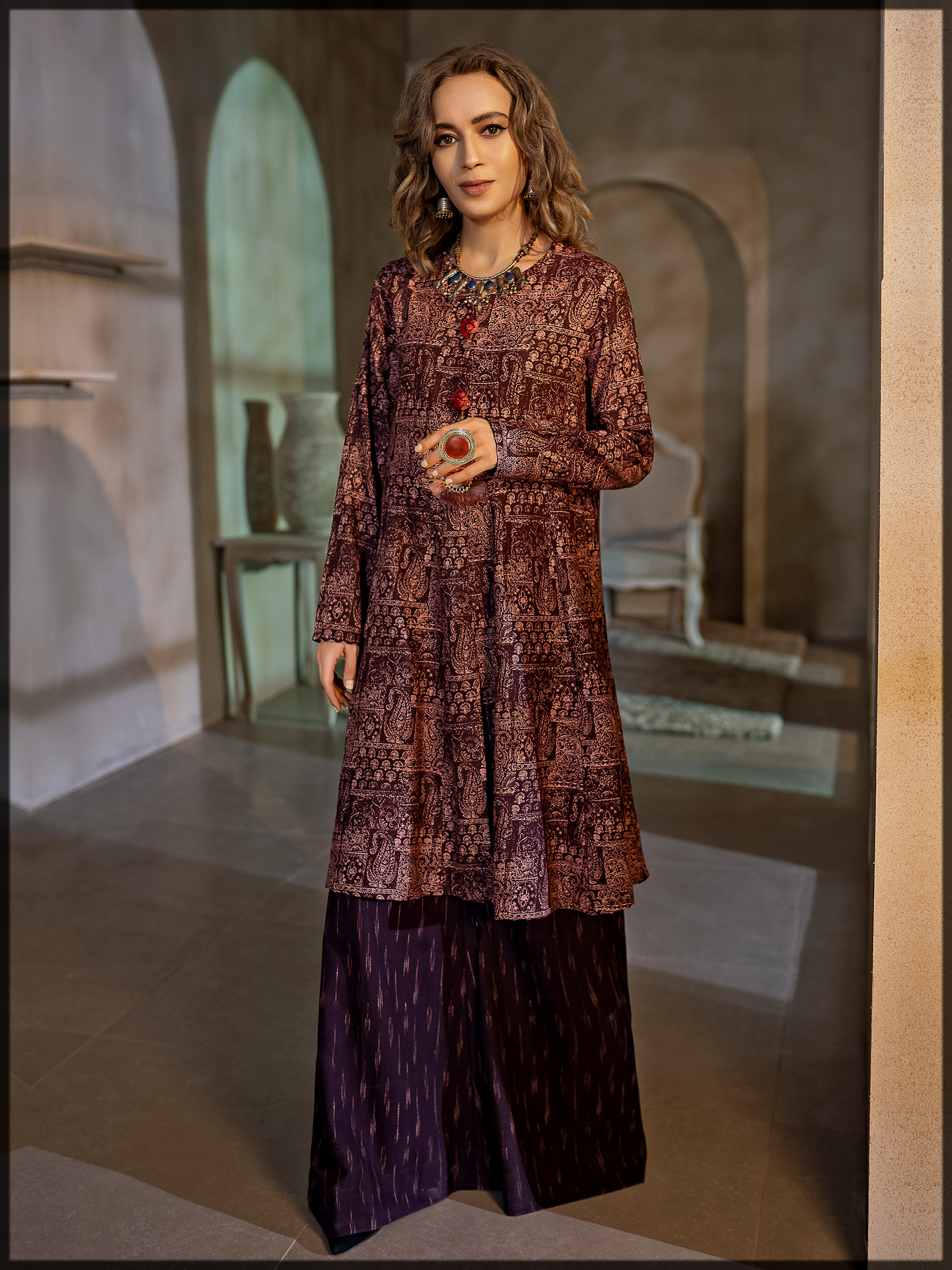 2pc printed khaddar suit for women