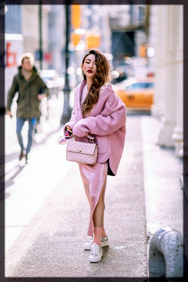 bright pink winter outfit